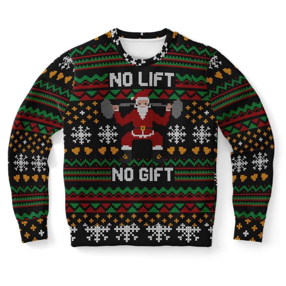 No Lift No Gift Ugly Christmas Wool Knitted Sweater