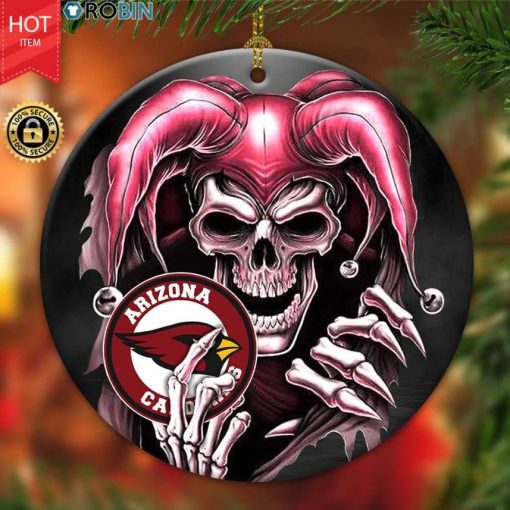 Personalized Arizona Cardinals Nfl Skull Joker Christmas Ceramic Ornament