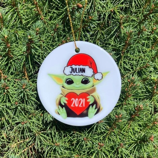 Personalized Baby Yoda Star Wars The Mandalorian Christmas 2021 Ornament