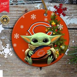 Personalized Chicago Bears Baby Yoda Christmas Ceramic Ornament