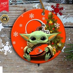 Personalized Cleveland Browns Baby Yoda Christmas Ceramic Ornament