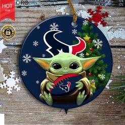 Personalized Houston Texans Baby Yoda Christmas Ceramic Ornament