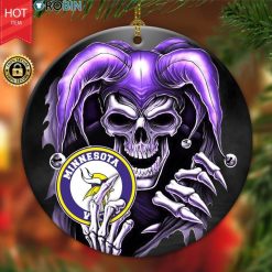 Personalized Minnesota Vikings Nfl Skull Joker Christmas Ceramic Ornament