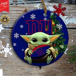 Personalized New York Giants Baby Yoda Christmas Ceramic Ornament