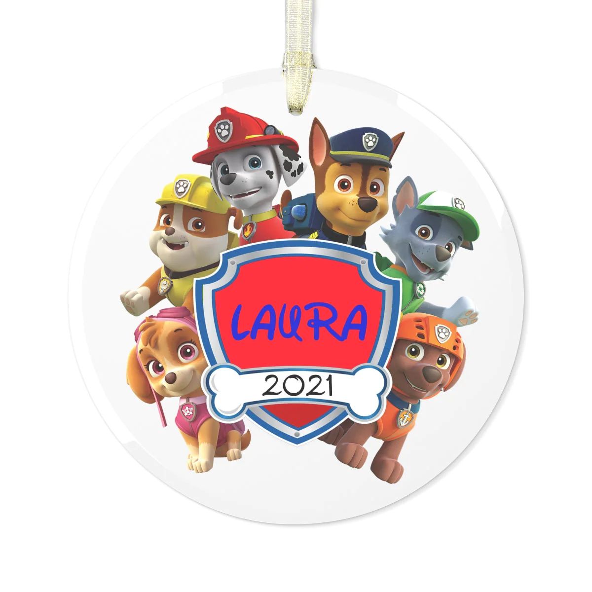 Personalized Paw Patrol Holiday Christmas 2021 Ornament