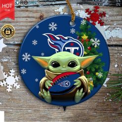 Personalized Tennessee Titans Baby Yoda Christmas Ceramic Ornament