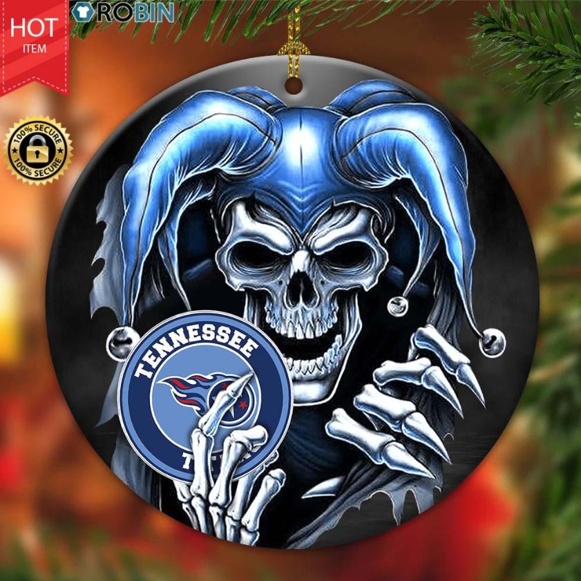 Personalized Tennessee Titans Nfl Skull Joker Christmas Ceramic Ornament