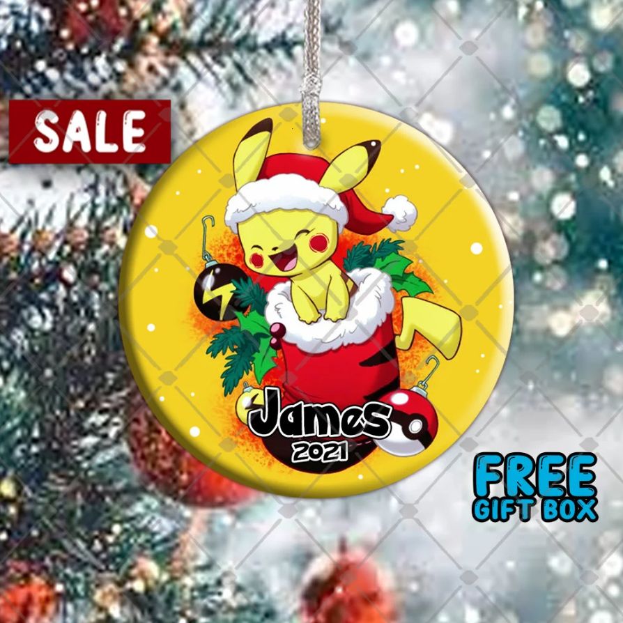 Pikachu , Pikachu , Pokemon Gifts Christmas Ceramic Ornament