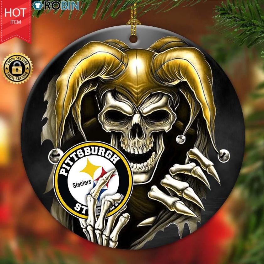 Pittsburgh Steelers Nfl Skull Joker Christmas Ceramic Ornament