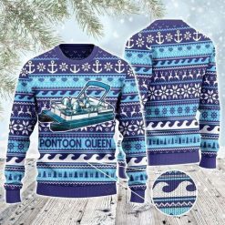 Pontoon Queen Gift Awesome Christmas 3D Sweater