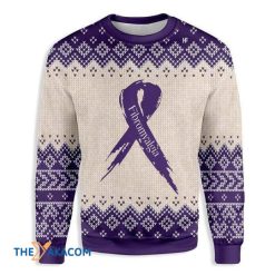 Purple Ribbon Fibromyalgia Awareness With Awesome 3D Christmas Sweater