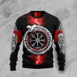 Red Lightning Viking Awesome Christmas 3D Sweater