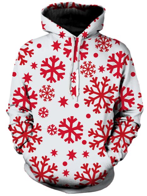 Red Snow Flake Pattern Christmas Pullover And Zipped 3D Hoodie