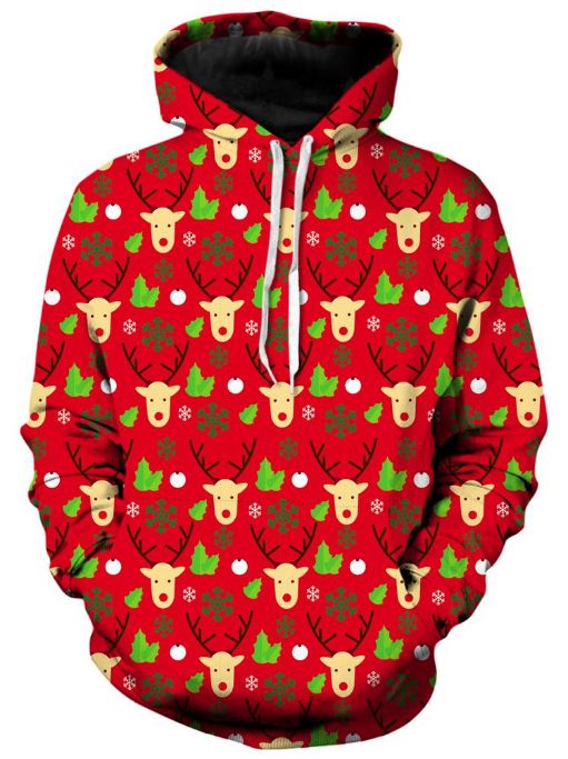 Reindeer Christmas Light Pullover And Zipped 3D Hoodie