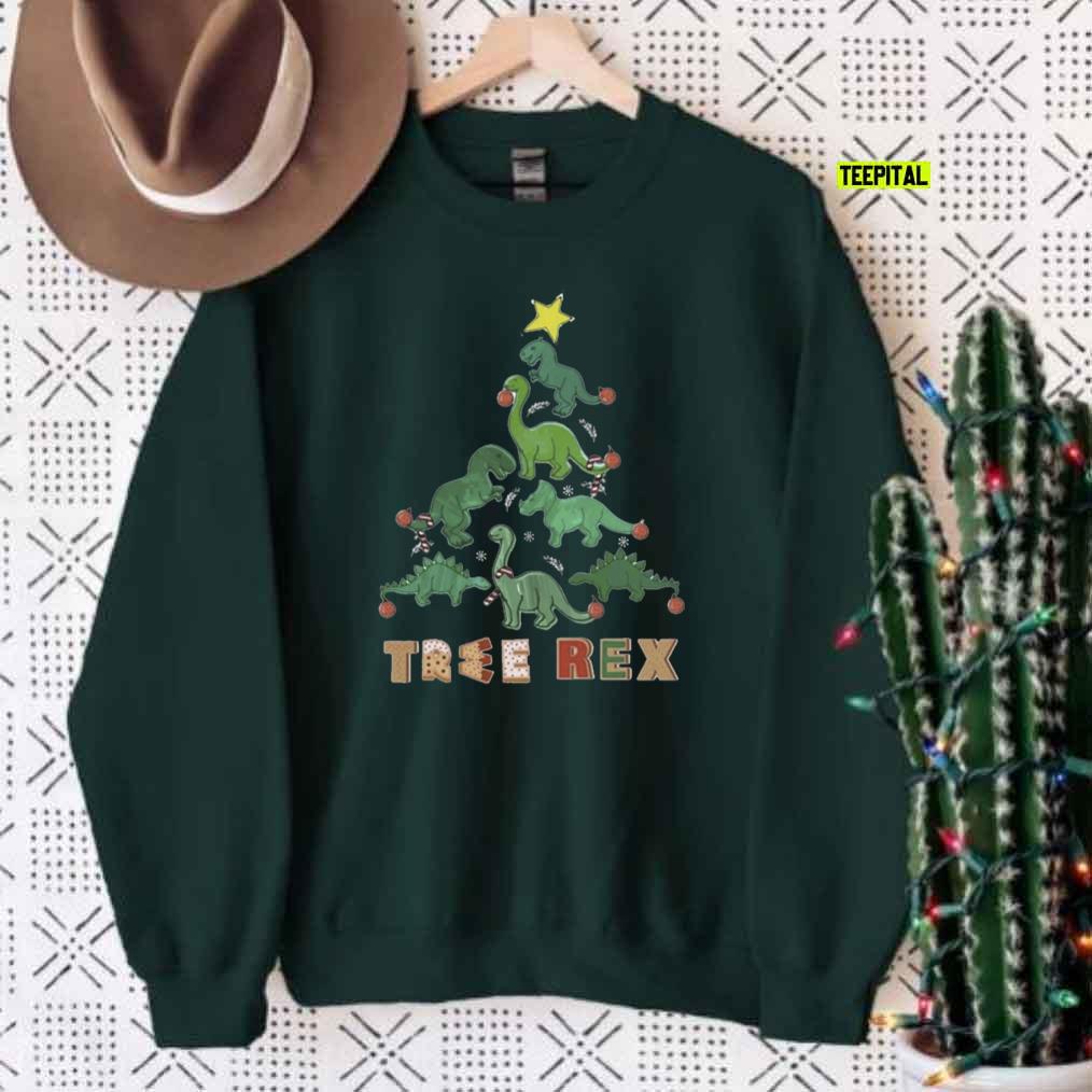 Rex Christmas Dinosaur Tree Sweatshirt
