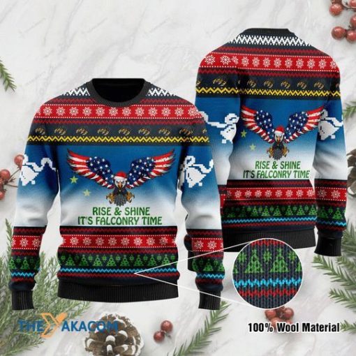 Rise And Shine It’s Falconry Time Alaska Eagle 3D Christmas Sweater