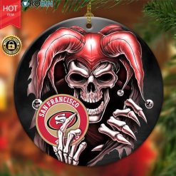 San Francisco 49Ers Nfl Skull Joker Christmas Ceramic Ornament