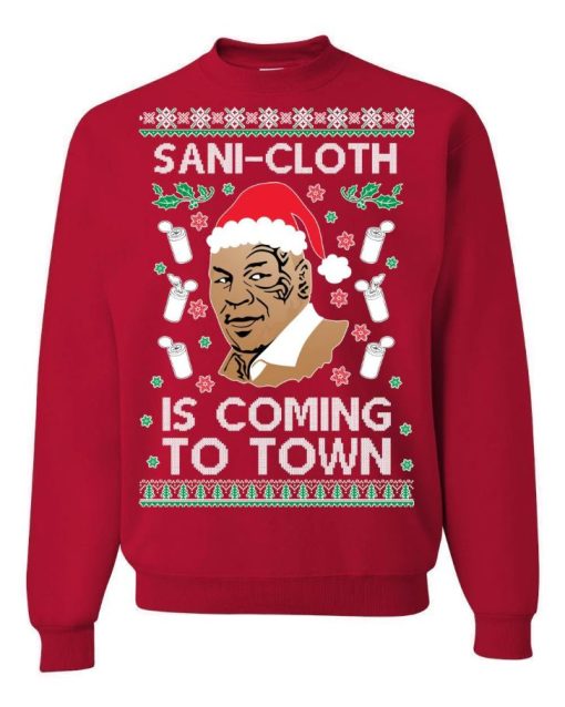 Sani-Cloth is Coming to Town Mike Tyson Christmas Sweater