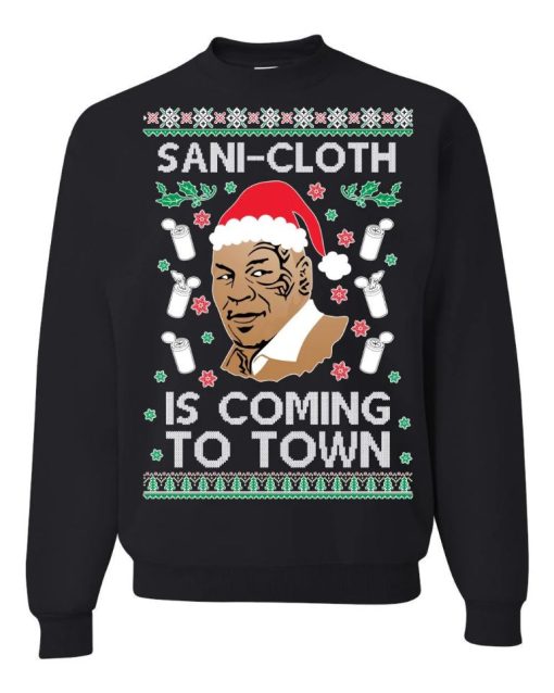 Sani-Cloth is Coming to Town Mike Tyson Christmas Sweater