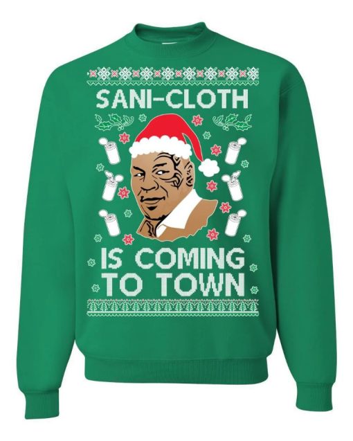 Sani-Cloth is Coming to Town Mike Tyson Christmas Sweater