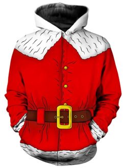 Santa Claus Costume Christmas Pullover And Zipped 3D Hoodie