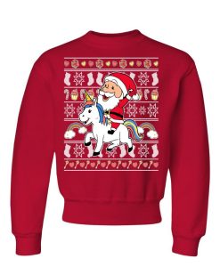 Santa Claus Riding Unicorn Ugly Christmas Sweater