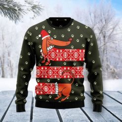 Santa Hat And Dachshund Funny Xmas Sweater 3D