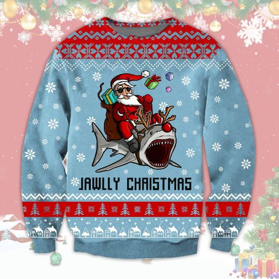 Santa Jawlly Christmas Ugly Wool Knitted Sweater