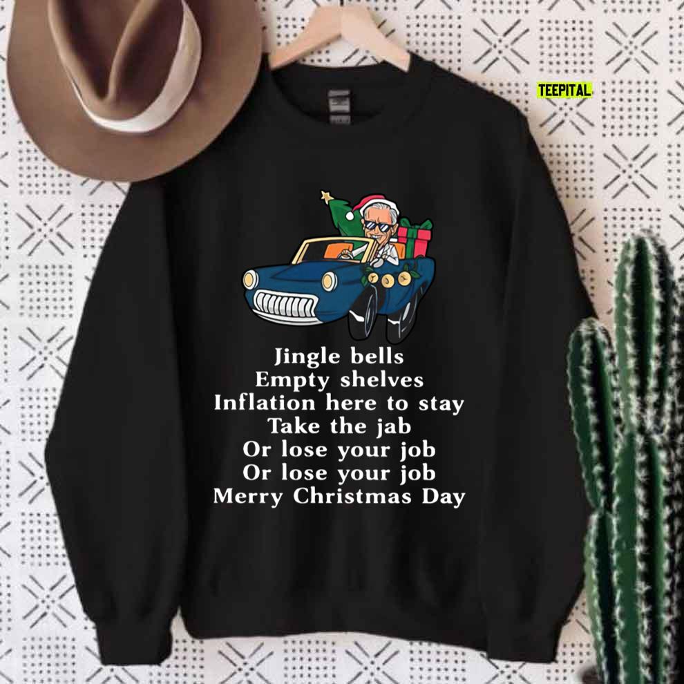 Santa Joe Biden Jingle Bells Sarcastic Empty Shelves Inflation T-Shirt
