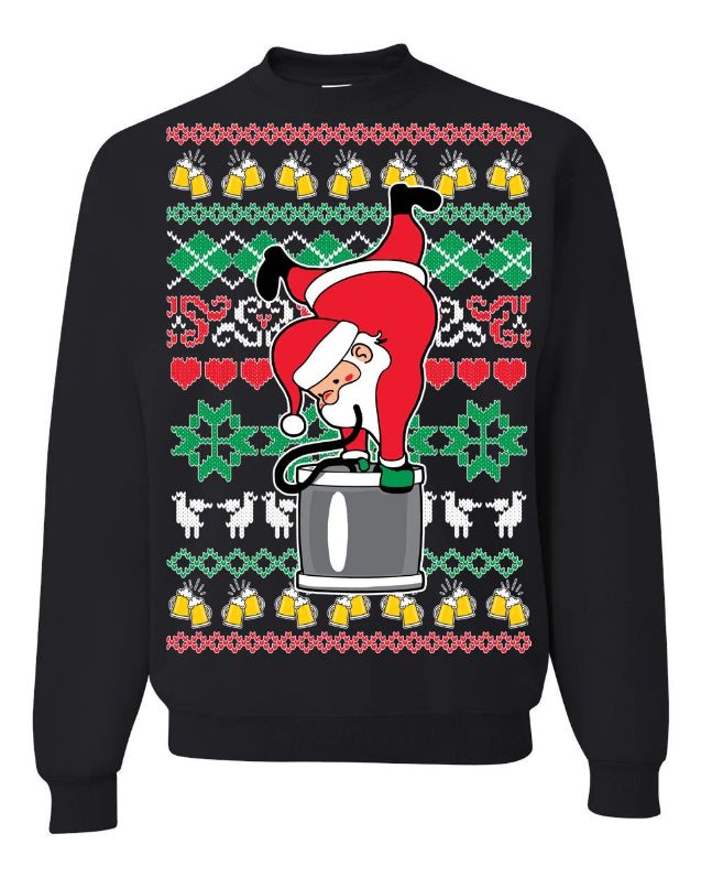 Santa Keg Stand Ugly Christmas Sweater