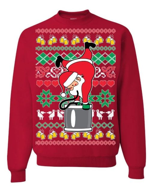 Santa Keg Stand Ugly Christmas Sweater