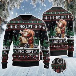 Santa No Lift No Gift Awesome Christmas 3D Sweater