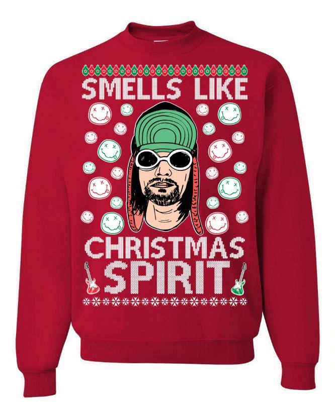 Smells Like Christmas Spirit Nirvana Kurt Cobain Christmas Sweater