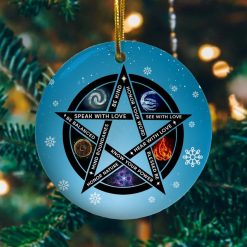 Speak With Love See With Love Be Balanced Know Your Power Pentagram Christmas Ceramic Ornament