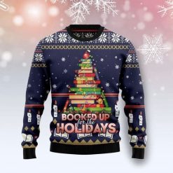 Sweater 3D Xmas Book Christmas Tree Booked Up For The Holidays