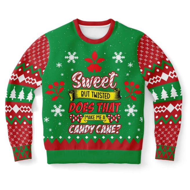 Sweet But Twisted Candy Cane Ugly Christmas Wool Knitted Sweater