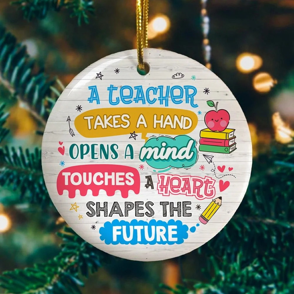 Take A Hands Opens A Mind Touches A Heart Shapes A Future Christmas Ceramic Ornament