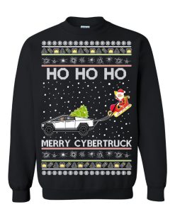 Tesla Merry Cybertruck Santa Claus Ugly Christmas Sweater