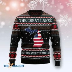 The Great Lakes Michigan Smitten With The Mitten Special Pattern 3D Christmas Sweater