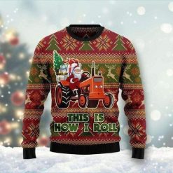 This Is How I Roll Santa Claus With Tractor Christmas 3D Sweater