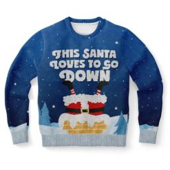 This Santa Loves To Go Down Ugly Christmas Wool Knitted Sweater