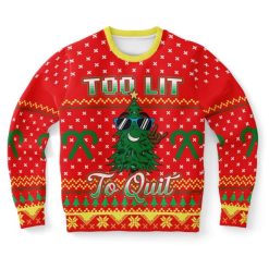 Too Lit To Quit Ugly Christmas Wool Knitted Sweater