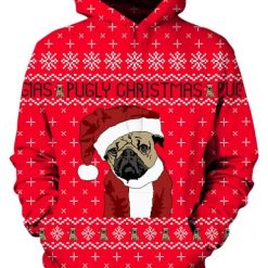 Ugly Pug Christmas Pullover And Zipped 3D Hoodie