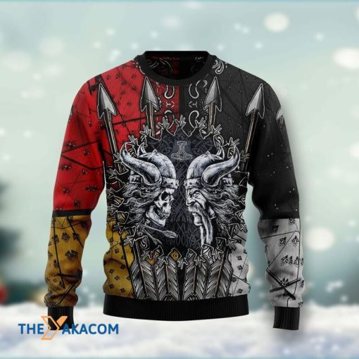 Viking Versus Skull Awesome All Over Printed Sweater Xmas