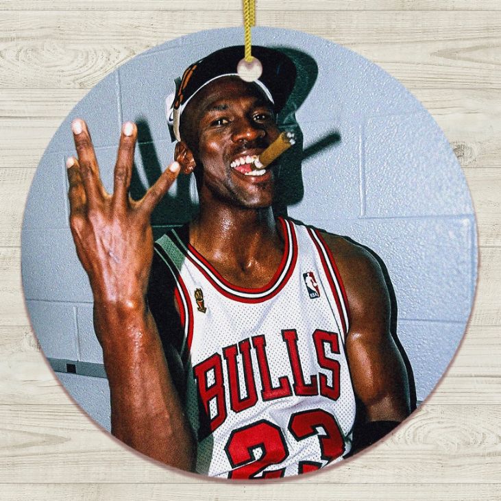 Vintage Mj Threepeat Throwback Chicago Bulls 1998 Last Dance Season Christmas Ceramic Ornament