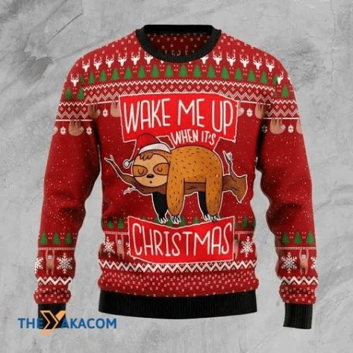 Wake Me Up When It’s Christmas Lazy Sloth And Special 3D Christmas Sweater