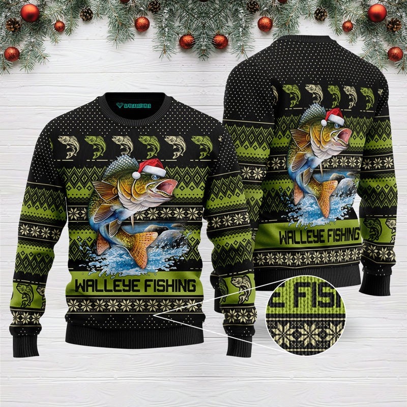 Walleye Fishing Ugly Christmas Sweater, 3D All Over Print Sweatshirt