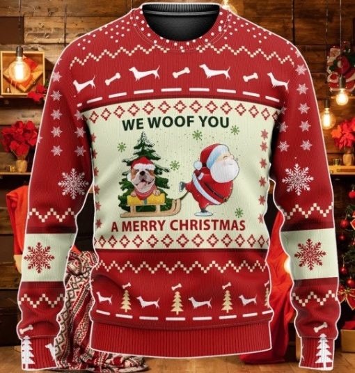 We Woof You A Merry Christmas Sweater All Over Print Sweatshirt
