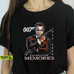 007 Sean Connery 1930 2020 Thank You For The Memories Signature T Shirt T Shirt T Shirt