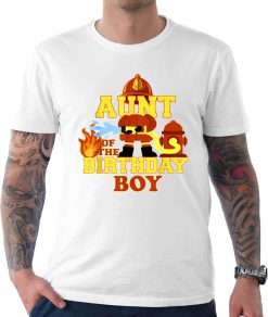 Aunt Of The Birthday Boy Firetruck Firefighter Party Unisex T-Shirt